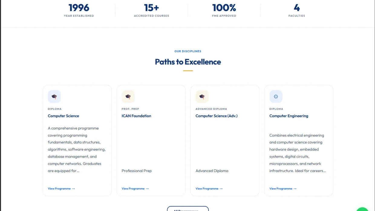 Universal College of Technology – Higher Institution Admissions Portal — screen 2