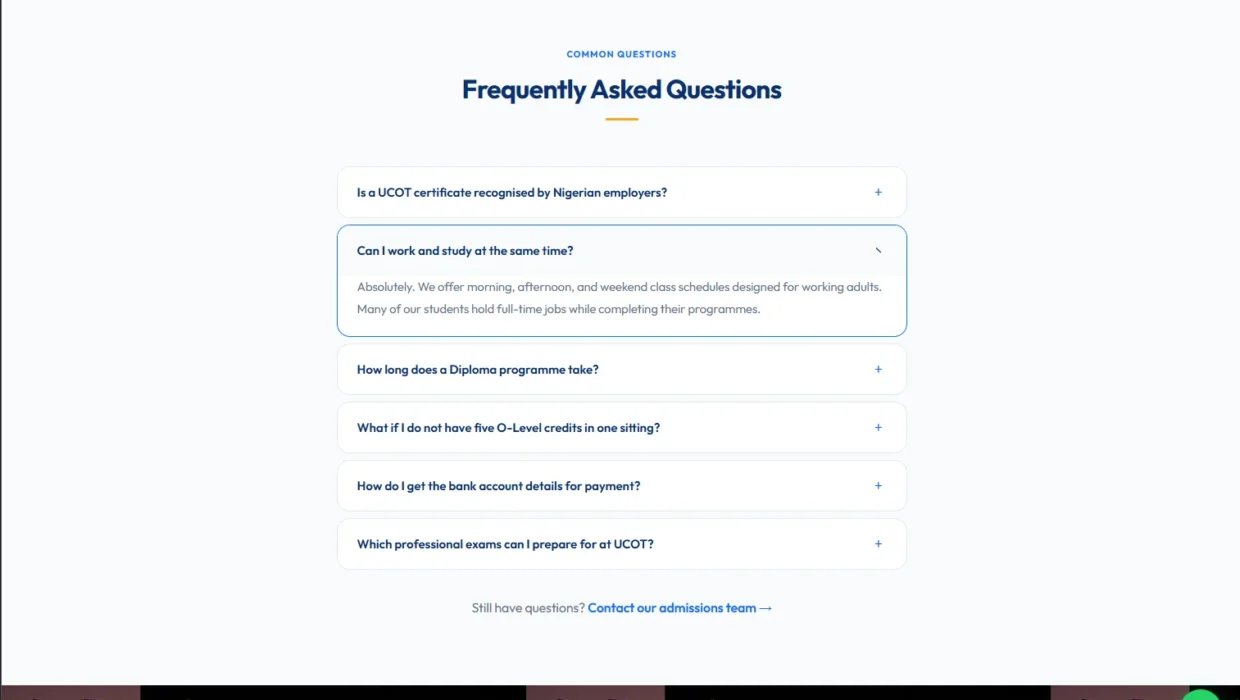 Universal College of Technology – Higher Institution Admissions Portal — screen 6