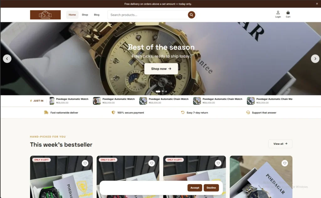Custom WordPress E-Commerce Store Theme & AI Chatbot