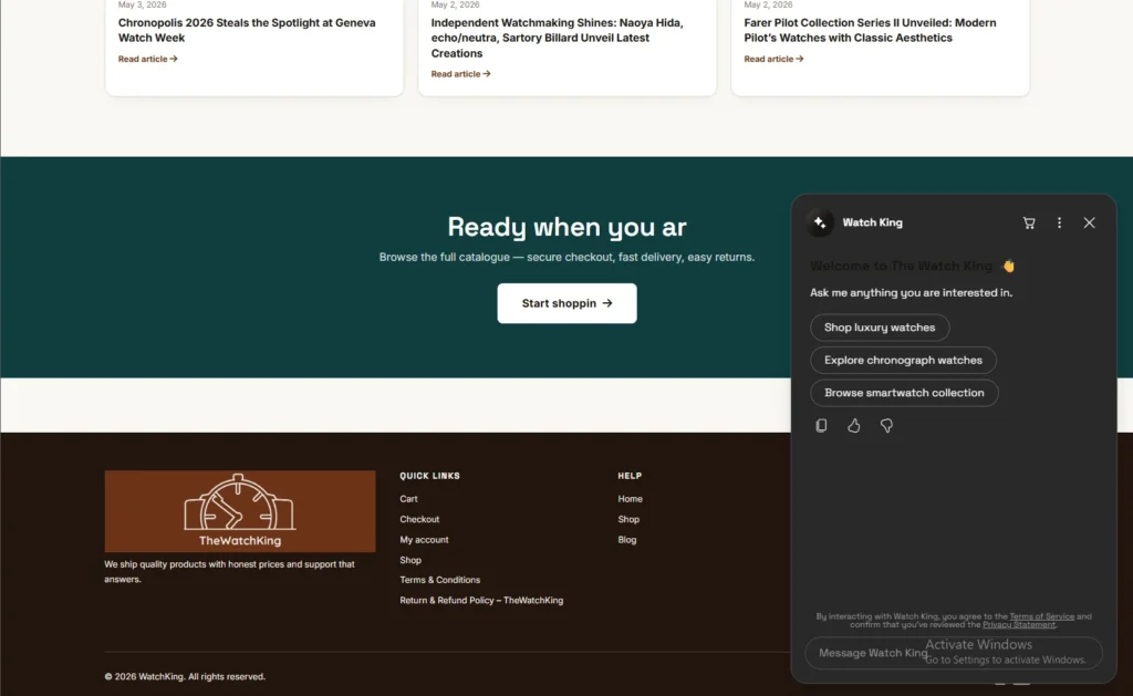 Custom WordPress E-Commerce Store Theme & AI Chatbot