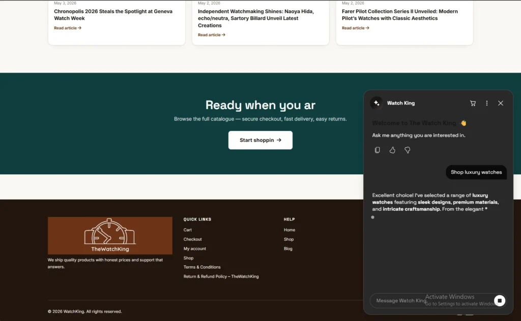 Custom WordPress E-Commerce Store Theme & AI Chatbot