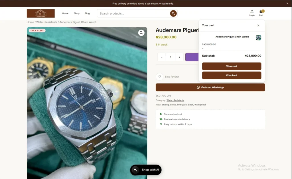 Custom WordPress E-Commerce Store Theme & AI Chatbot