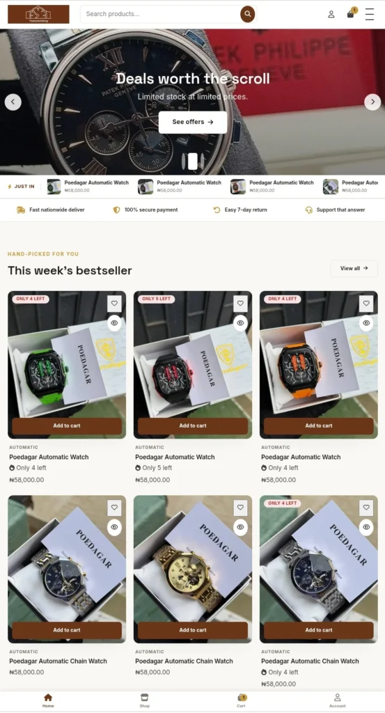 Custom WordPress E-Commerce Store Theme & AI Chatbot