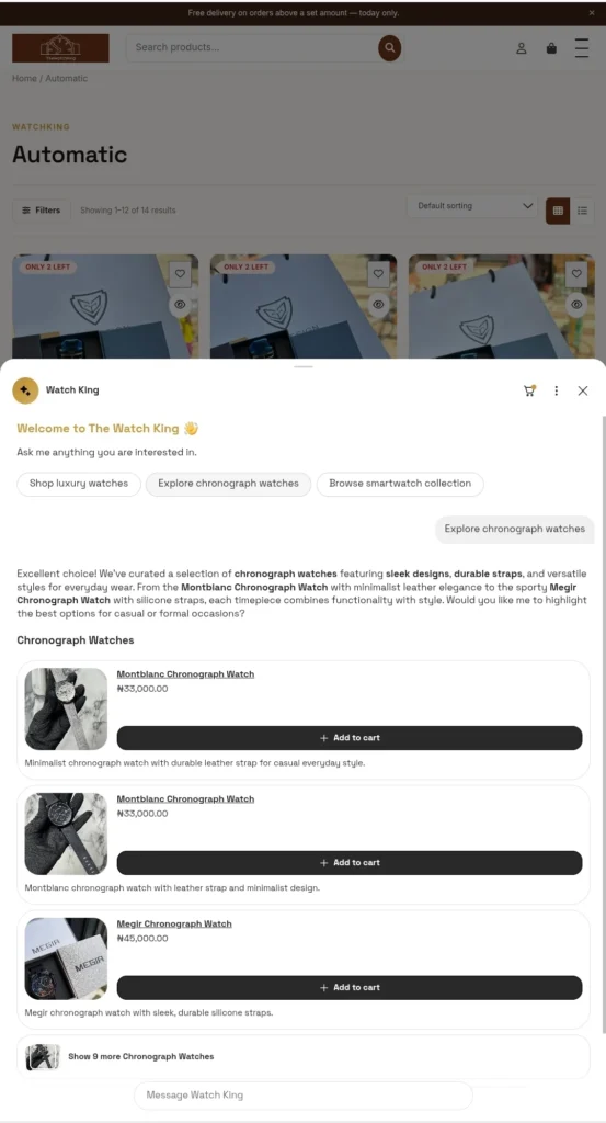 Custom WordPress E-Commerce Store Theme & AI Chatbot