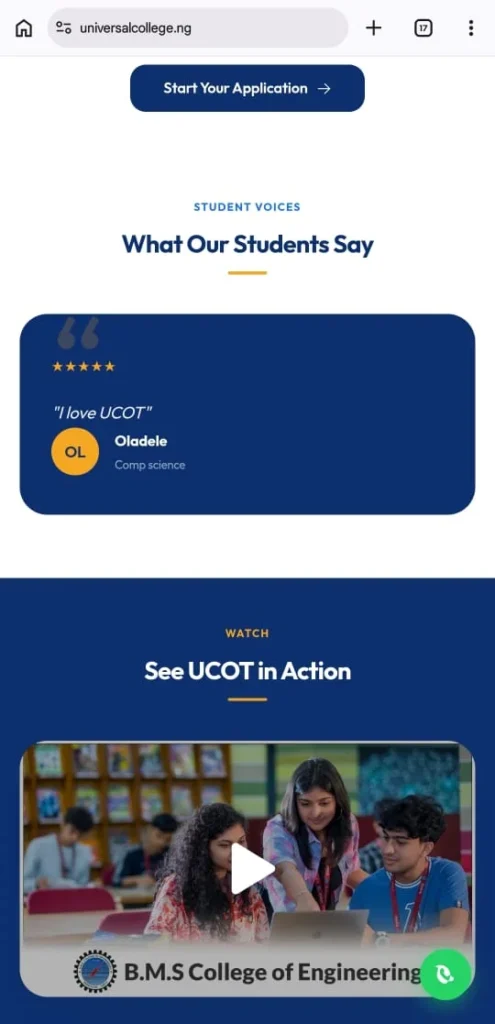 Universal College of Technology – Higher Institution Admissions Portal